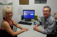 Debbie Davis, Program Director of Shane Resort is briefed by Dr. Christian about DXA Body Composition testing.